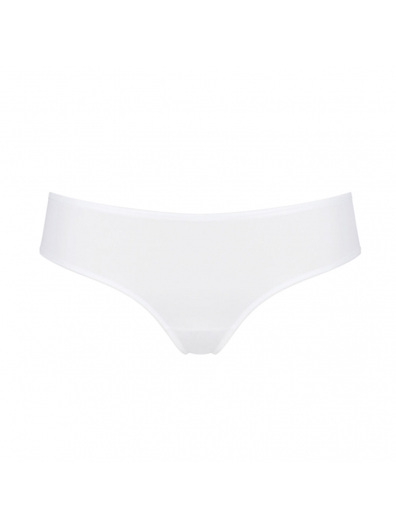 Triumph - Lovely Micro Brazilian String – białe - gładkie majtki typu string z dodatkiem koronki