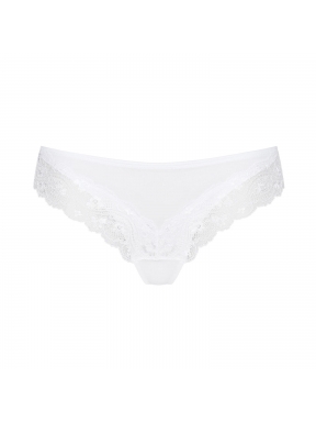 Triumph - Lovely Micro Tai – białe - gładkie majtki o klasycznym kroju z dodatkiem koronki