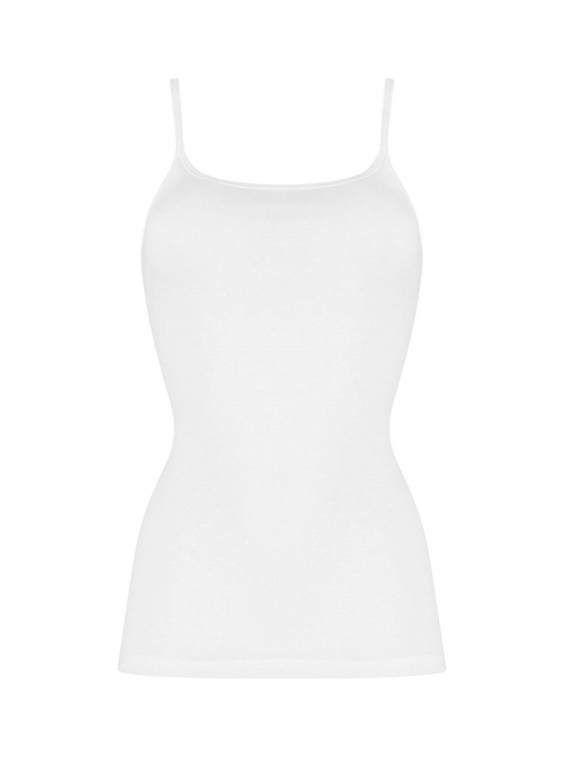 Triumph - Katia Basics Shirt01 - biały - gładki, bawełniany podkoszulek z cienkimi ramiączkami
