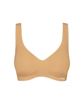 sloggi - ZERO FEEL BRALETTE EX – beżowy - gładka, bezszwowa braletka bez fiszbin z usztywnionymi miseczkami push-up