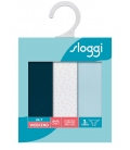 sloggi - 24/7 WEEKEND H TANGA C3P – biały/błękit/turkus - trójpak kolorowych, bawełnianych majtek typu tanga