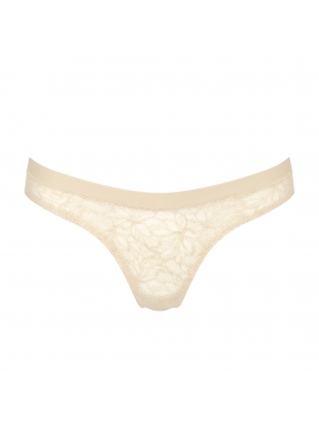 Triumph - Smart Lace High Leg String EX - kremowe - koronkowe majtki typu string z wyższym stanem